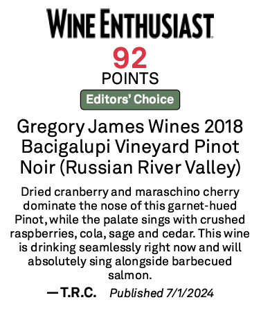 2018 Gregory James Bacigalupi Vineyards Pinot Noir, Russian River Valley - 750ml