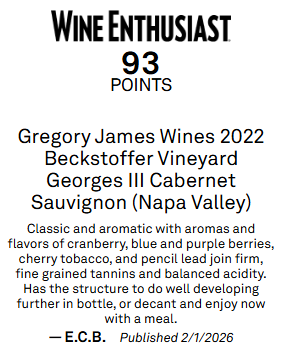 2022 Gregory James Beckstoffer Georges III Cabernet Sauvignon, Napa Valley